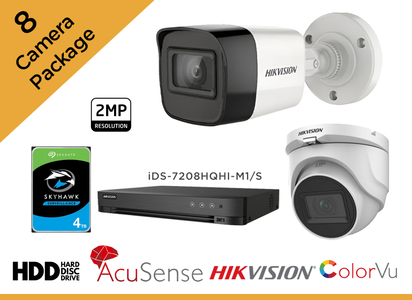 Hikvision 2MP CCTV Camera Package - Set of 8 High-Definition Camera